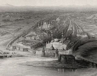 Panoramablick auf Neu- und Alt-Delhi, Indien